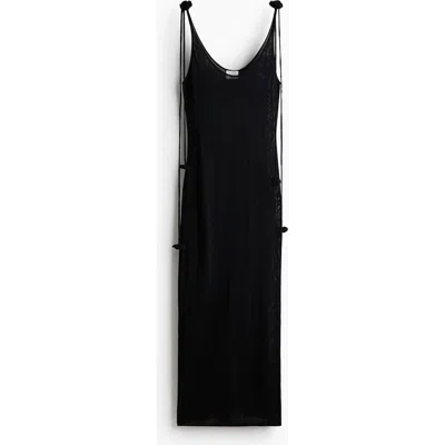 H&m Fine-knit Silk-blend Dress In Black