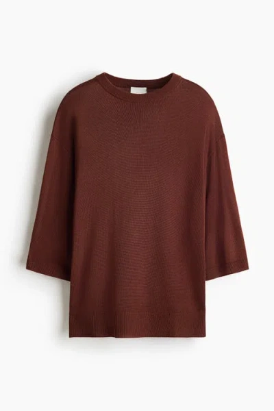 H&m Fine-knit Top In Brown