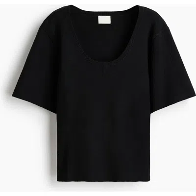 H&m Fine-knit T-shirt In Black