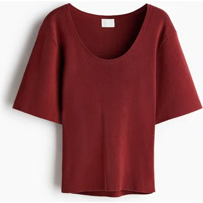 H&m Fine-knit T-shirt In Brown