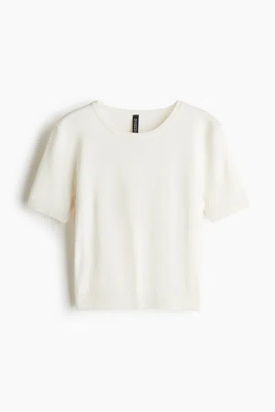 H&m Fine-knit T-shirt In White