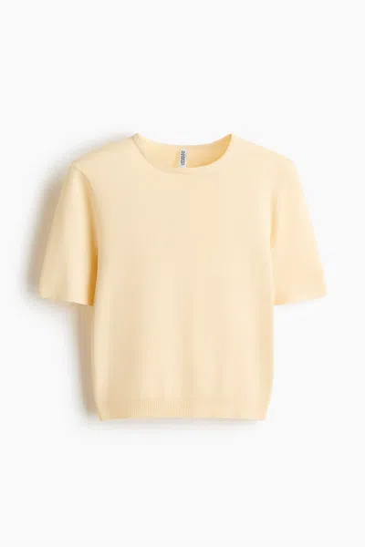 H&m Fine-knit T-shirt In White