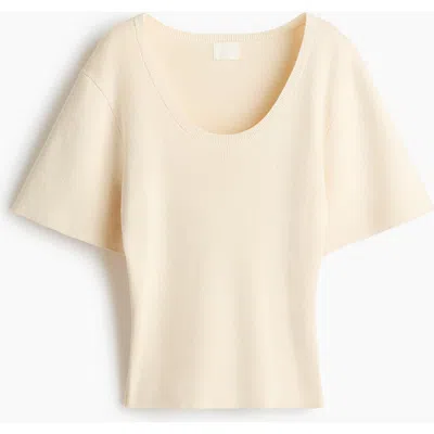 H&m Fine-knit T-shirt In Neutral