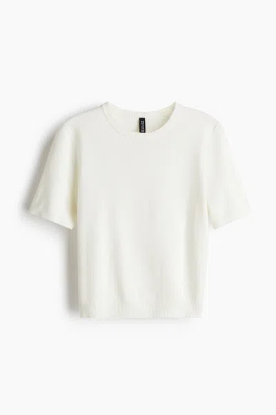 H&m Fine-knit T-shirt In White