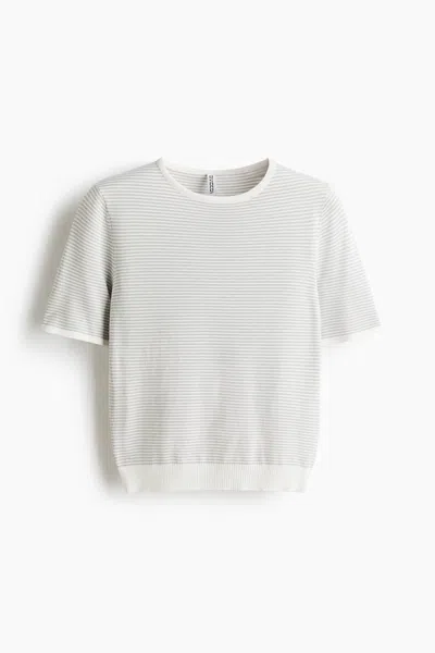 H&m Fine-knit T-shirt In Gray
