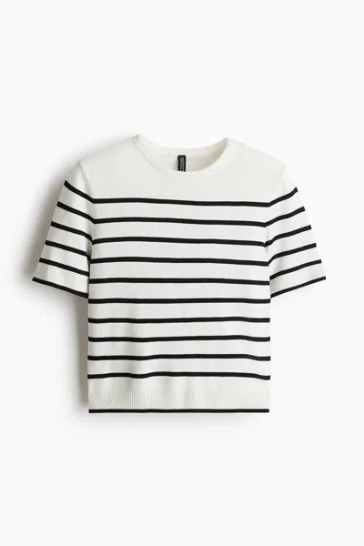 H&m Fine-knit T-shirt In Black