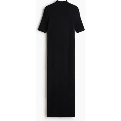H&m Fine-knit Turtleneck Dress In Black