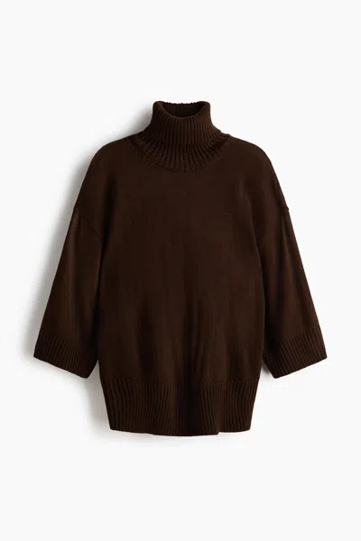 H&m Fine-knit Turtleneck Sweater In Brown