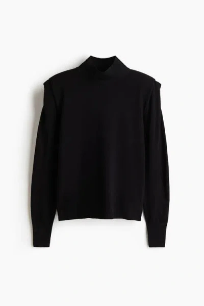 H&m Fine-knit Turtleneck Top In Black