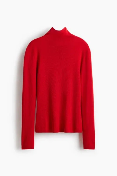 H&m Fine-knit Turtleneck Top In Red