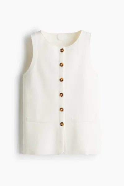 H&m Fine-knit Vest In White