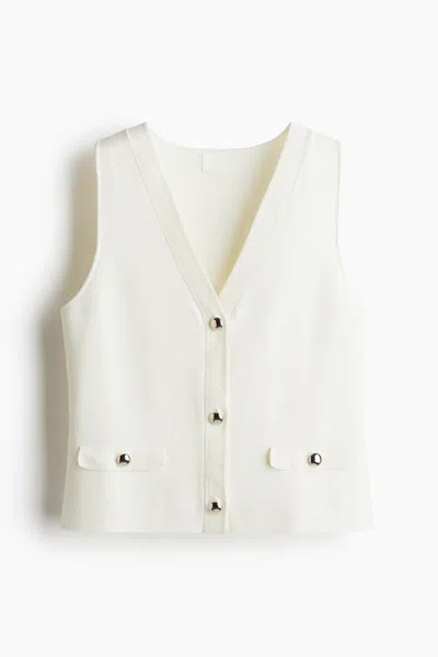 H&m Fine-knit Vest In White
