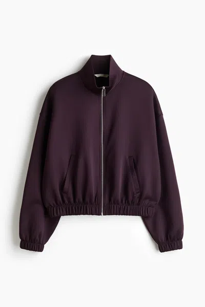 H&m Fine-ribbed Track Jacket In Purple