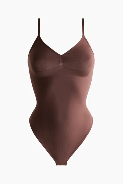 H&m Firm Shape Sculpting Thong Bodysuit In Brown