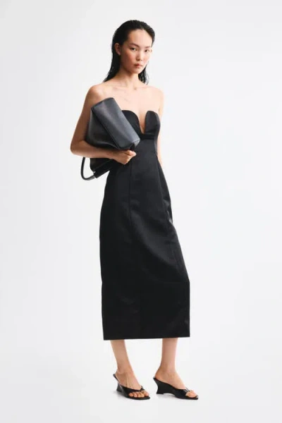 H&m Fitted Bandeau Dress In Black