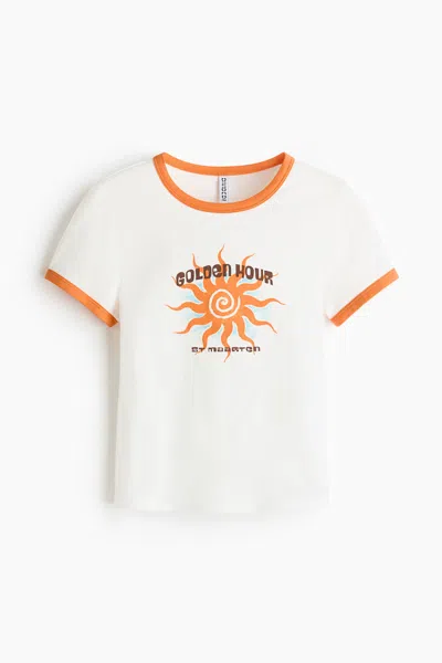H&m Fitted Cotton T-shirt In Multi