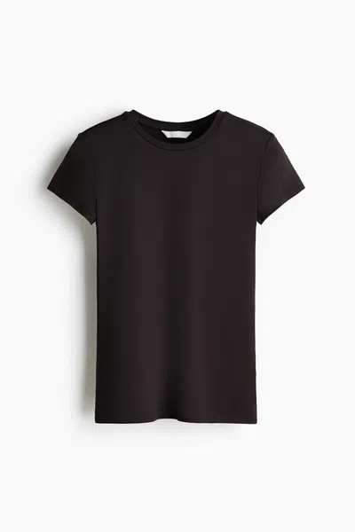 H&m Fitted Microfiber T-shirt In Black