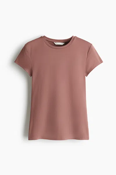 H&m Fitted Microfiber T-shirt In Pink