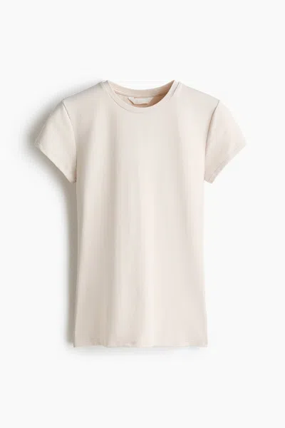 H&m Fitted Microfiber T-shirt In Neutral