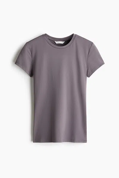 H&m Fitted Microfiber T-shirt In Purple