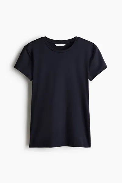 H&m Fitted Microfiber T-shirt In Blue