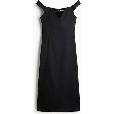 H&m Fitted Off-the-shoulder Dress In Black