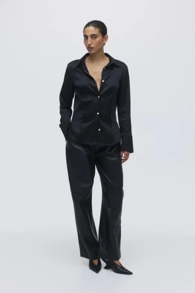H&m Fitted Twill Shirt In Black