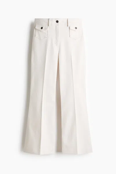 H&m Flared Ankle-length Pants In White