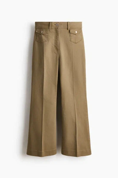 H&m Flared Ankle-length Trousers In Brown