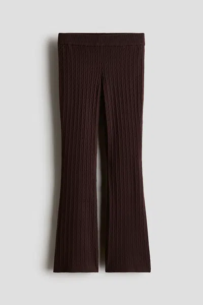 H&m Kids' Flared Cable-knit Leggings In Brown