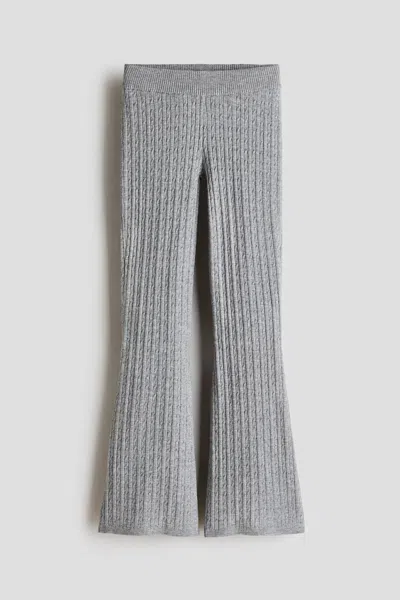 H&m Kids' Flared Cable-knit Leggings In Gray