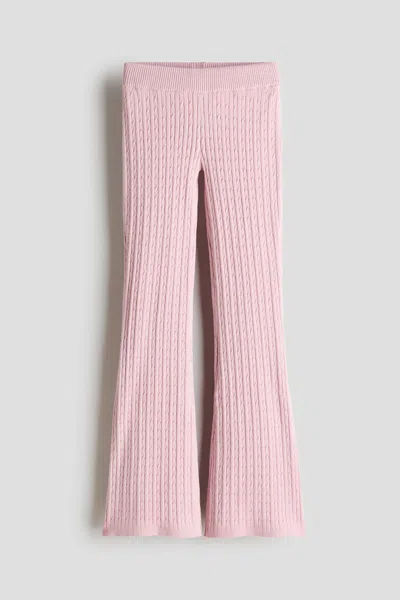 H&m Kids' Flared Cable-knit Leggings In Pink