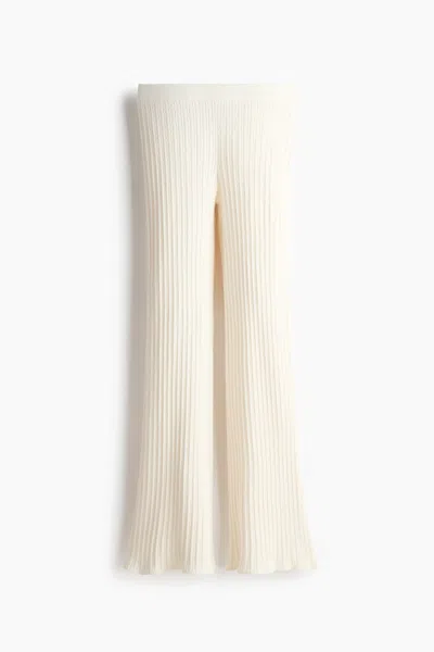H&m Flared Cable-knit Pants In White