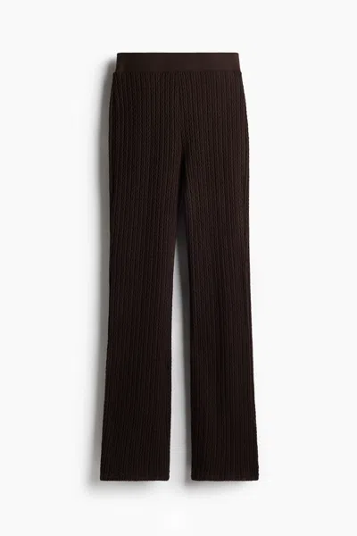 H&m Flared Cable-knit-look Pants In Purple