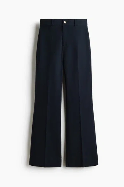 H&m Flared Canvas Trousers In Blue