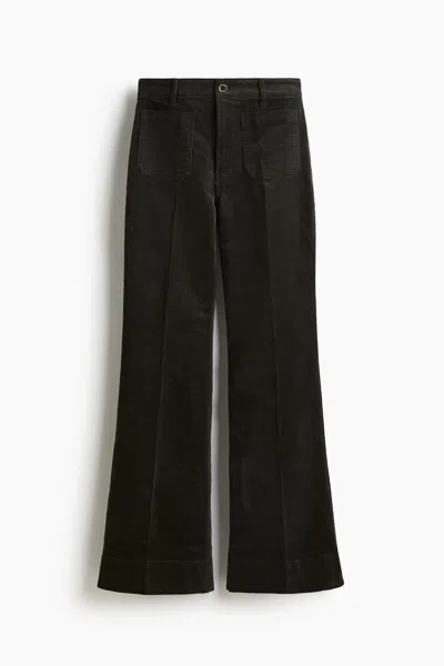 H&m Flared Corduroy Pants In Green