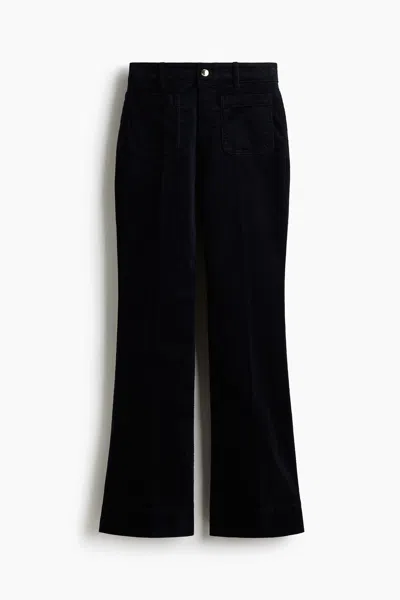 H&m Flared Corduroy Pants In Blue