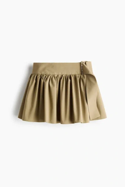 H&m Flared Cotton Mini Skirt In Green