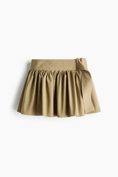 H&m Flared Cotton Mini Skirt In Green