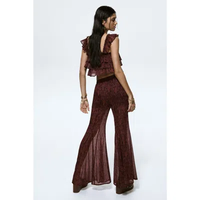 H&m Flared Crinkled Pants In Brown