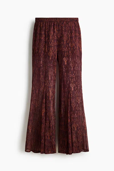 H&m Flared Crinkled Pants In Red