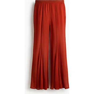 H&m Flared Crinkled Trousers In Red