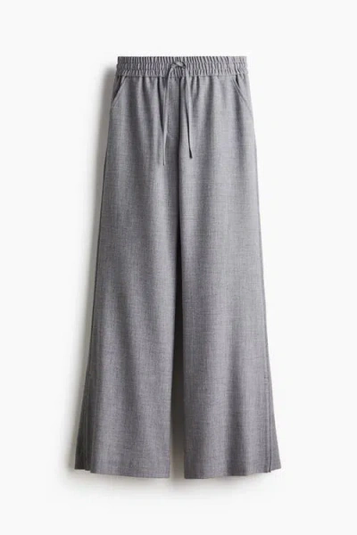 H&m Flared Drawstring Trousers In Gray