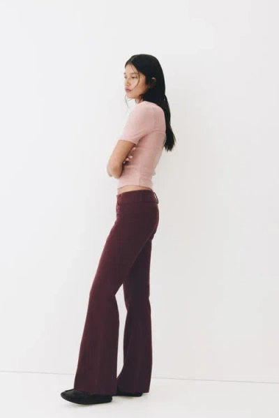 H&m Flared Dress Pants In Burgundy