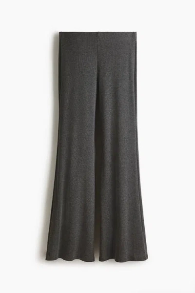 H&m Flared Fine-knit Trousers In Gray
