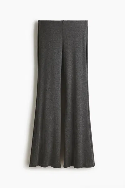 H&m Flared Fine-knit Trousers In Gray