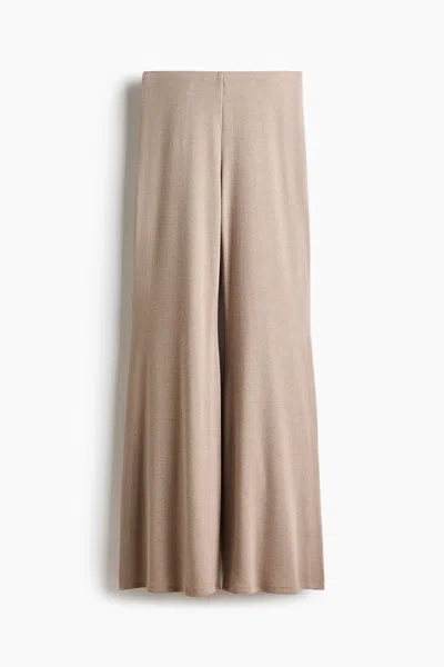 H&m Flared Fine-knit Trousers In Brown