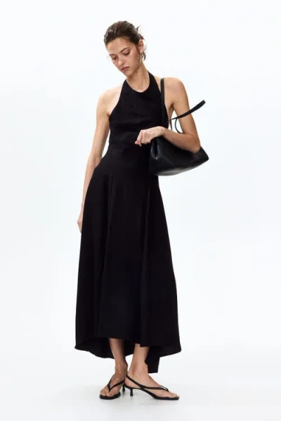 H&m Flared Halterneck Dress In Black