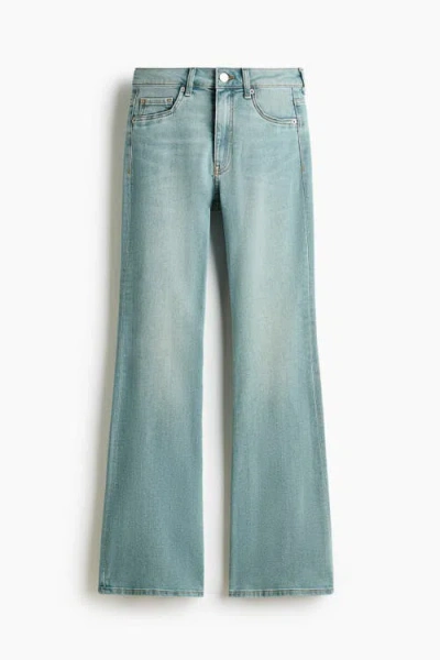 H&m Flared High Waist Jeans In Green