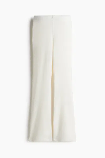 H&m Flared Knit Pants In White